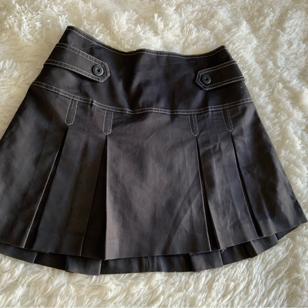 Gray A-Line Mini Skirt with Pleats for Work